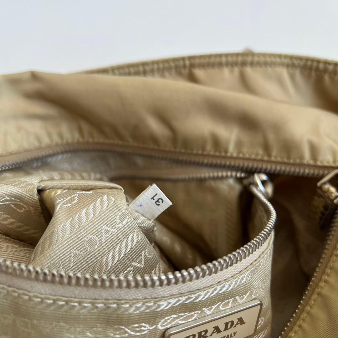 PRADA Nylon Leather Tote  Auth Beige Python Patte… - image 11