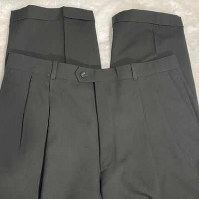 Versini Mens 100% Pure Virgin Wool Dress Pants Pleated Cuffed Career Sz 38
