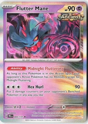 FLUTTER MANE 043/131 HOLO RARE PRISMATIC EVOLUTIONS POKEMON HOLO NM