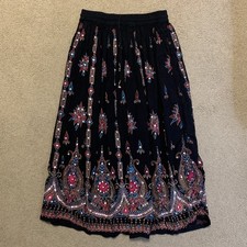 One Size S To XL Indian Ethnic Sequin Floral Maxi Skirt Hippie Boho Festival