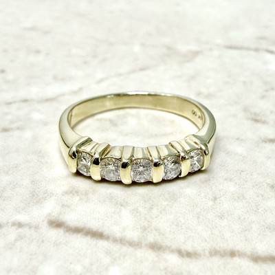 0,60 ct Vintage 14K Diamant Bandring - massiver 14K Gelbgold Ring mit 5 Steinen