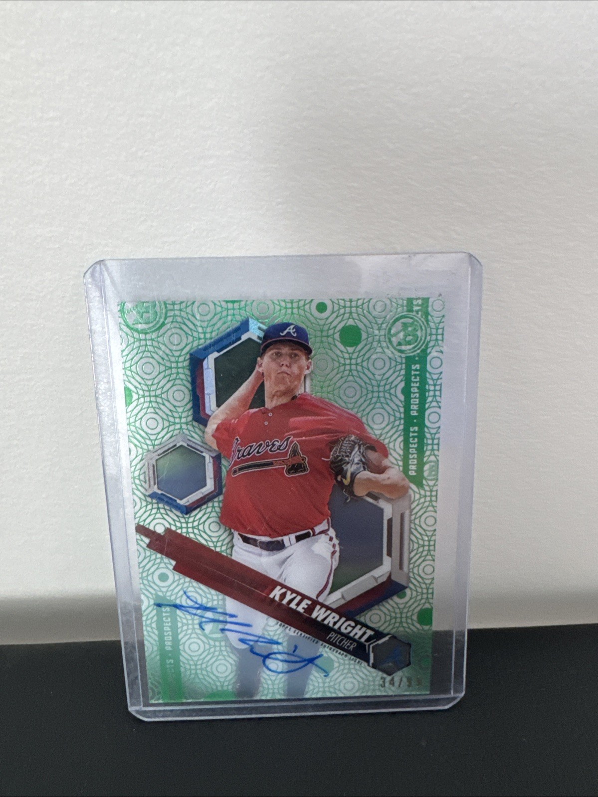 2018 Bowman High Tek KYLE WRIGHT Green Autograph /99 Auto Braves SP