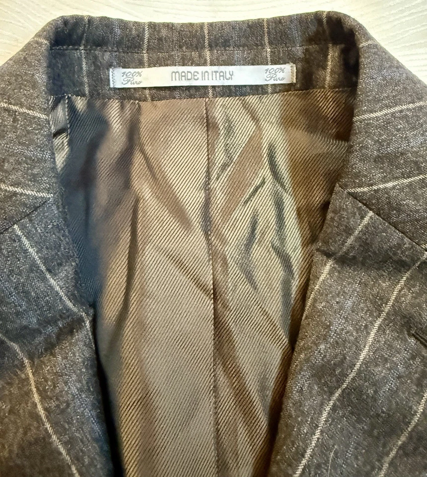 Cantarelli Made in Italy 100% Wool Pinstripe Blazer 2-Button Gray Jacket 40R EUC - Image 4 of 4