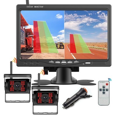 2 Digital Wireless Backup Camera +7'' Monitor kit For Truck Bus Parking Rear View