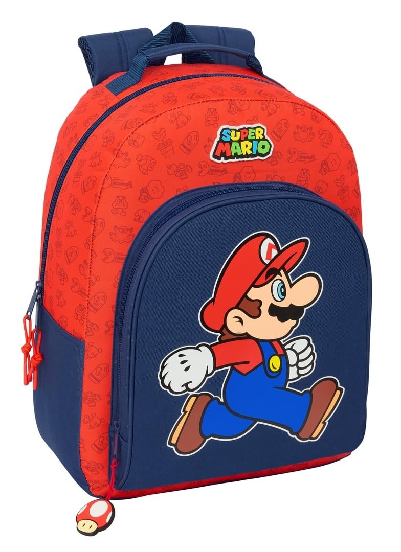 SUPER MARIO TRICK - Mochila Escolar Adaptable a Carro, Mochila, Ideal para Niños