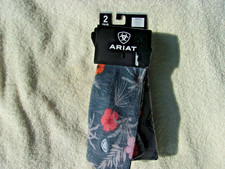 NWT Ariat polyester crew socks, men's 5-9, tag has hibiscus graphic, 2 pack