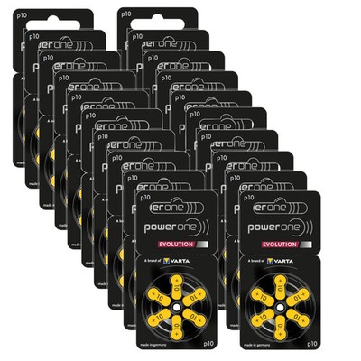 120x Power One EVOLUTION Hörgerätebatterien - P10 gelb PR70 - (20x 6er Blister)
