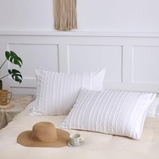 King Pillow Shams 2 Pack, King Size Pillowcases, Soft King 20 36 White-stripe