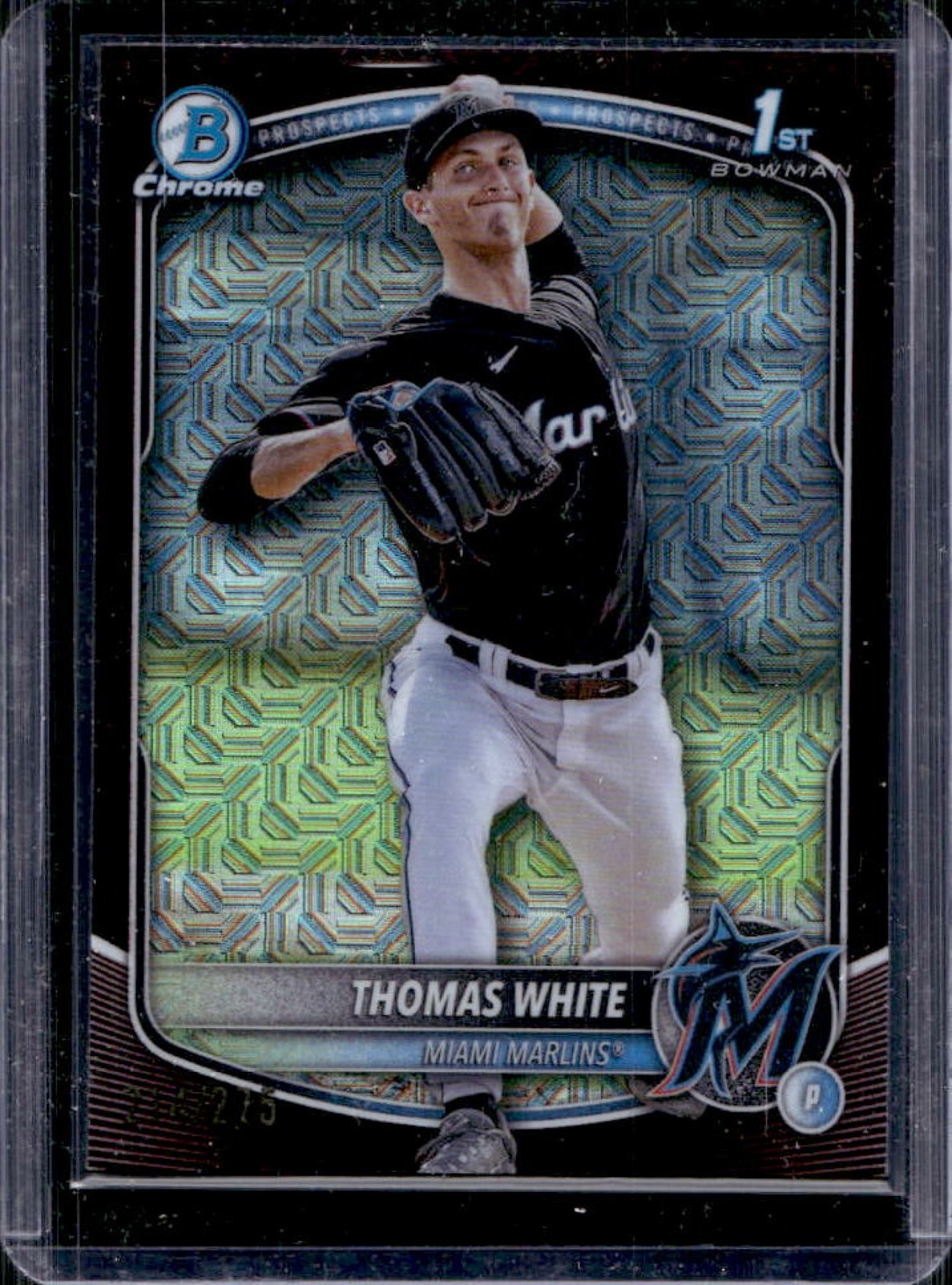 2025 Bowman Thomas White Chrome Mega Box Burgundy Refractor 1st #/275 Marlins