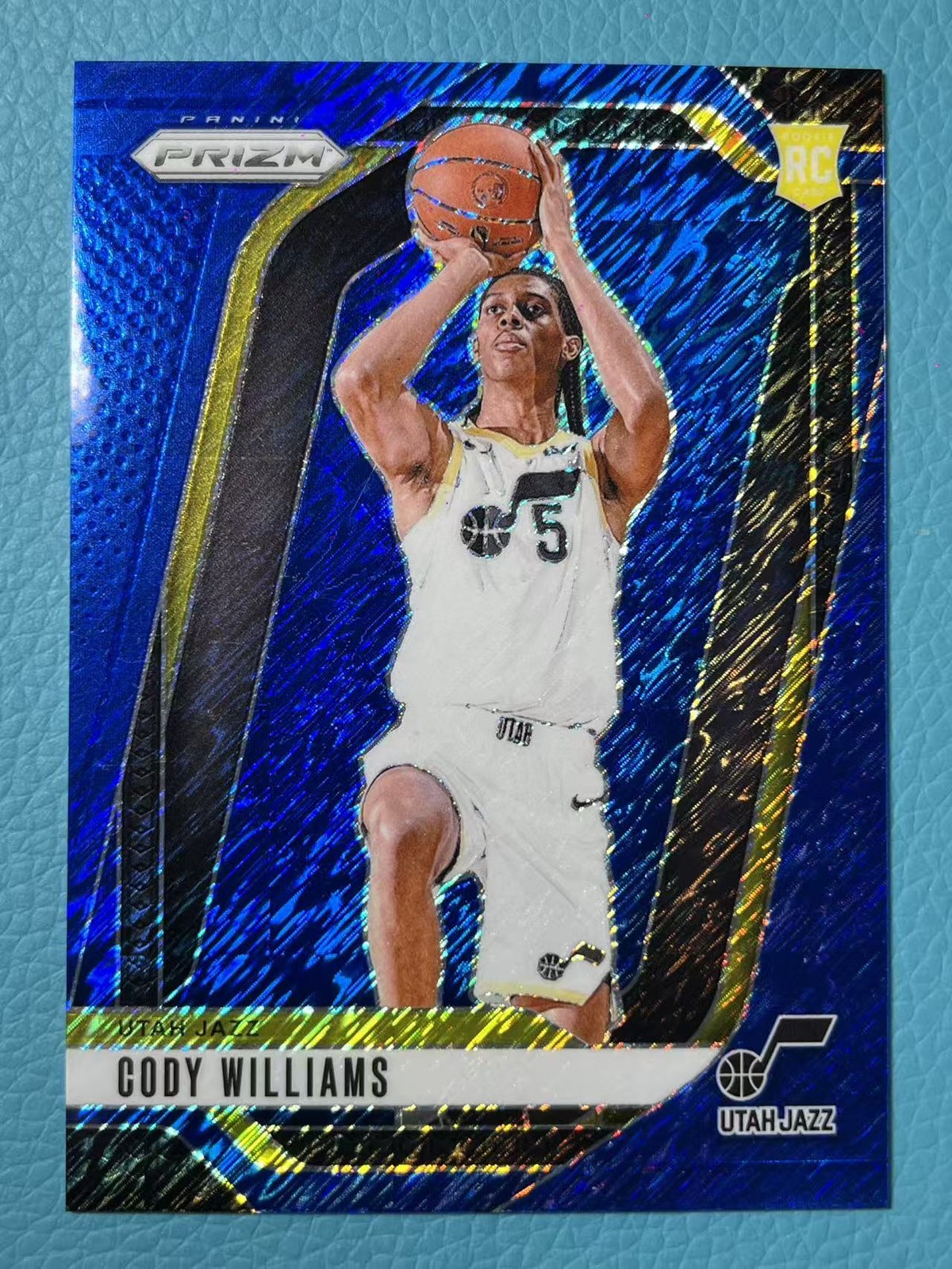 Cody Williams 2024-25 Panini Prizm 14/35 Blue Shimmer RC Jazz #232