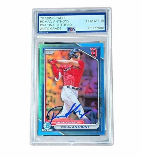 Roman Anthony Signed Bowman Chrome Card Boston Red Sox Auto Sky Blue PSA 10
