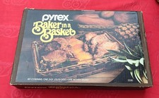 Vintage Pyrex Baker in a Basket #2330, 3 Quart  Dish With Woven Basket