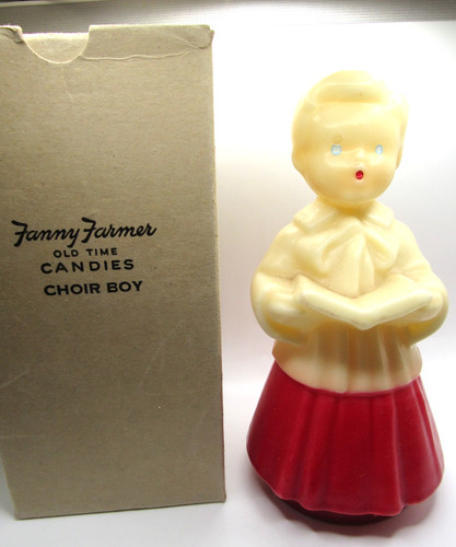 Vintage Fanny Farmer Wax Choir Boy Candy Container W/ Original Box 7 1/2" tall
