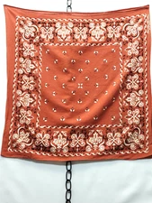 VTG 60s Rust Colored Western Bandana Fast Color All Cotton RN 14193 20.5"x20.5"
