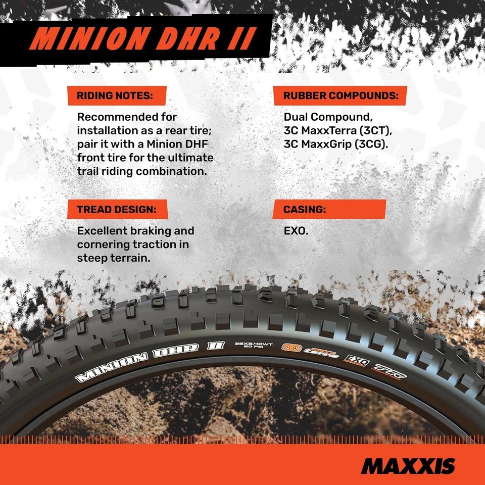 Minion DHR II - 24x2.30 - E25 (Non-Tubeless) | Dual Compound EXO - E25 Rating... - Image 3 of 4