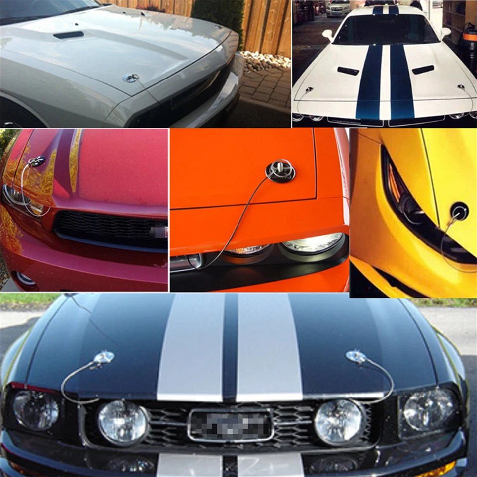 Universal Billet Aluminum Racing Hood Pin Lock Appearance Trim Kit Car Auto — 第 2/4 张图片