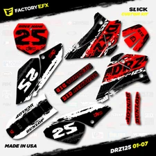 White & Red Slick Racing Graphics Kit fits Suzuki DRZ125 01-07 DRZ 125 Decals