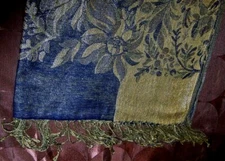 Pashmina Scarf Wool n Silk Black Golden Floral New