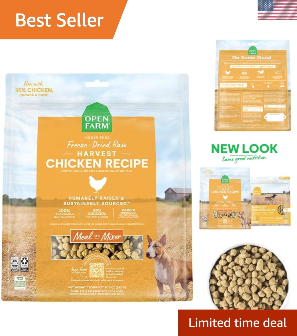 Freeze Dried Raw Dog Food, Humanely Raised Meat Recipe with Non-GMO Superfood...