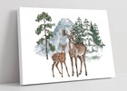 WATERCOLOUR DEER AND DOE FOREST ILLUSTRATION CANVAS WALL ARTWORK PICTURE PRINT