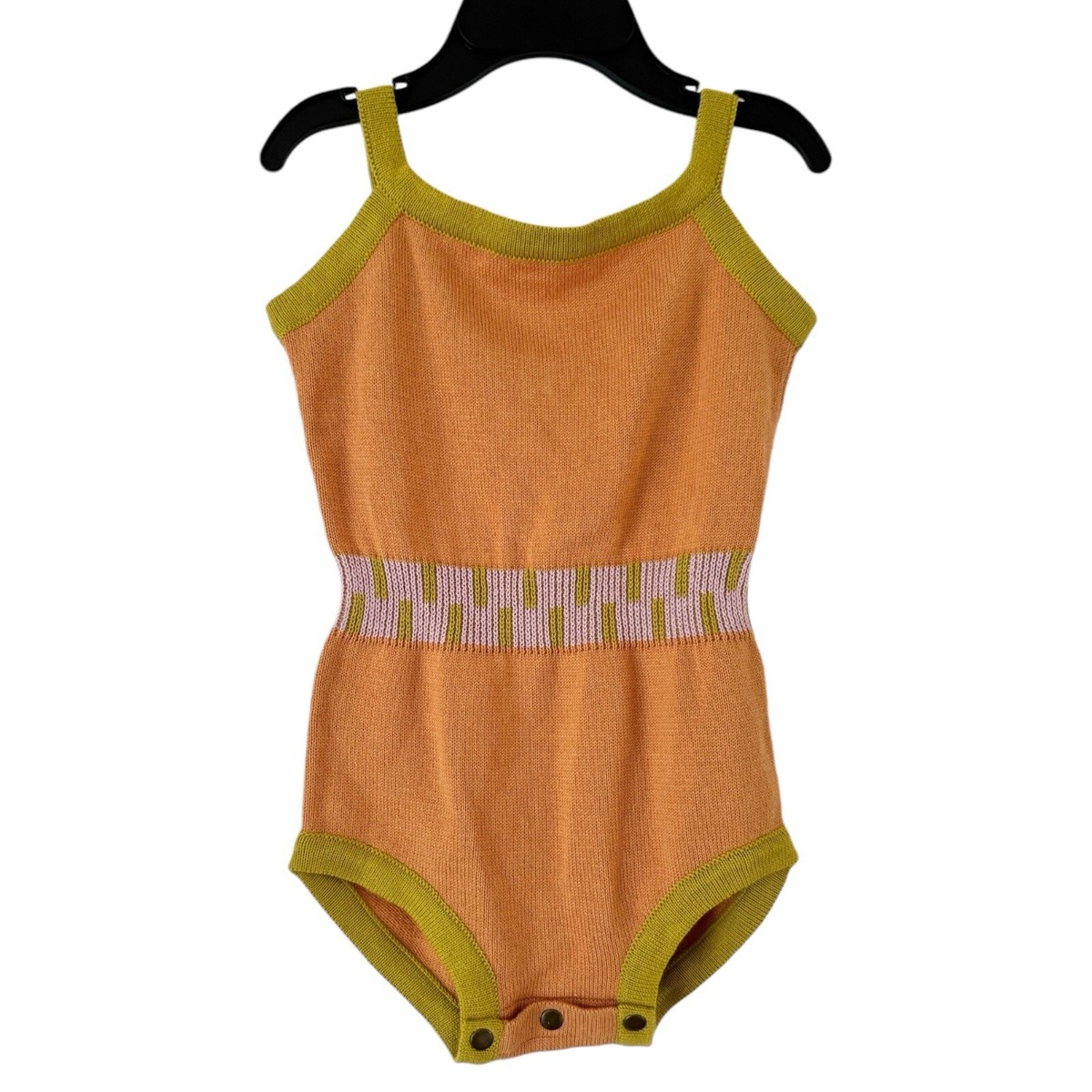 Misha & Puff Orange Knit Keyboard Romper One Piece Playsuit Girls