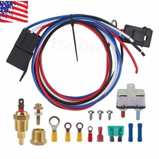 Electric Engine Thermostat Fan Temperature Switch Sensor Relay Kit 3/8" 175~185