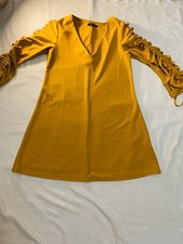 Shein Size Small (but Loose) A Line Dress With BEAUTIFUL sleeves Yellow Spring 