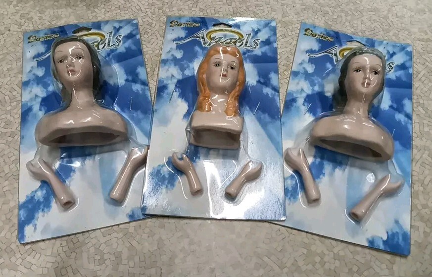 Vintage Darice Porcelain Doll Parts Head Hands Angels 1/4