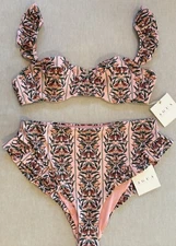 Agua By Agua Bendita MONARCA ROSA Kiwi Top (M or L) & Jengibre Bottom (L or XL)