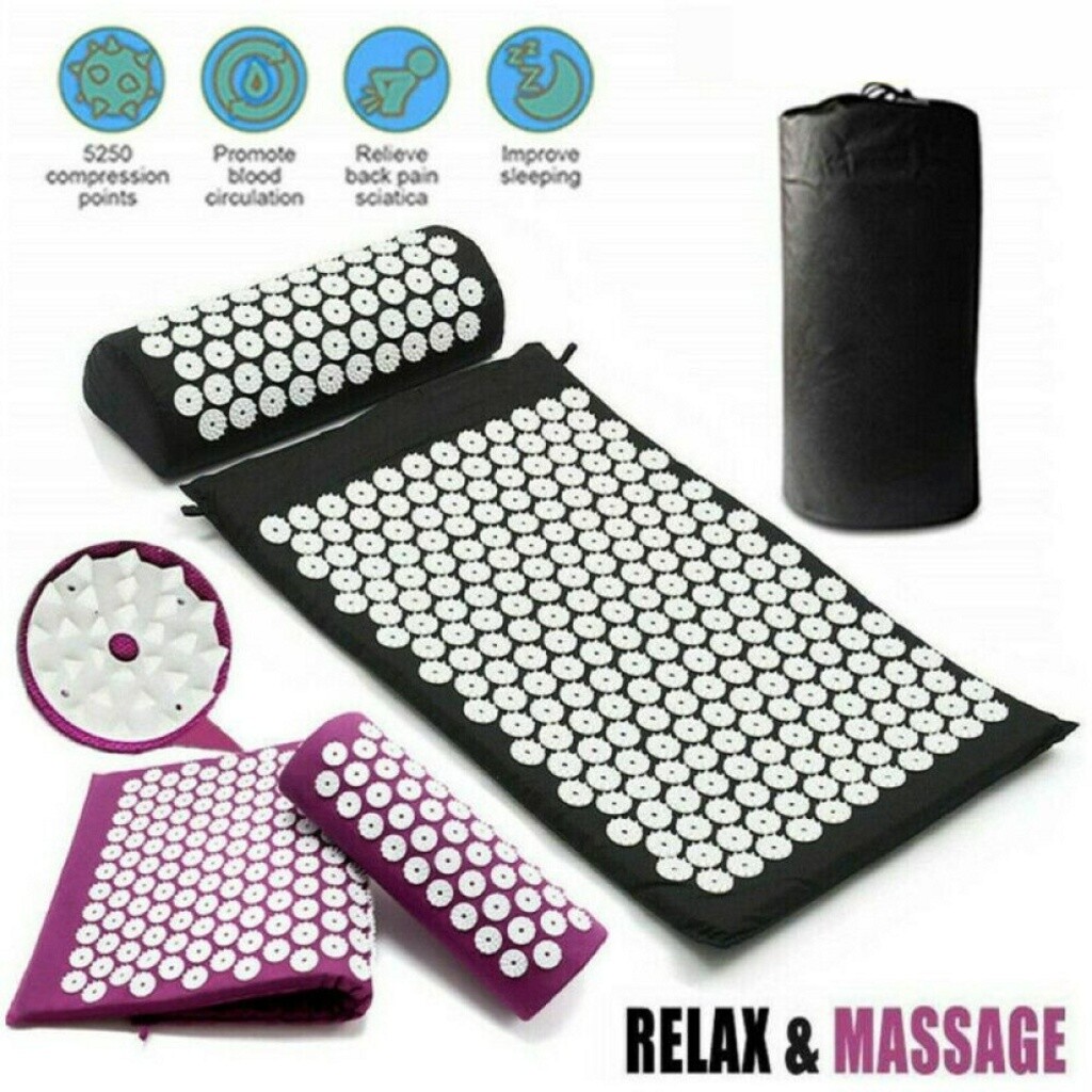 Akupressurmatte+Kopfkissen Massagematte Schnittschmerz Akupunktur Yoga-Matte