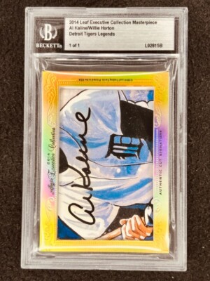 Al Kaline Willie Horton 2014 Leaf Masterpiece Cut Signature 1/1 card JSA Tigers