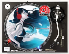 Anime Headphone Girl Adriana - 7"-12" DJ slipmat for LP turntable record player 