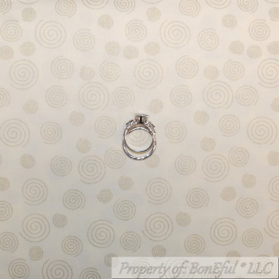BonEful Fabric FQ Cotton Quilt White Gold Metallic Small Little Swirl Scroll Dot