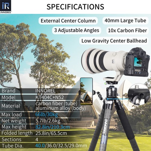KT404C Carbon Fiber Compact Tripod 201cm Professional Heavy Duty Camera Stand - Picture 17 of 23