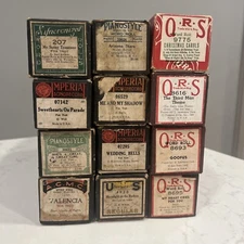 LOT of 12 Vintage QRS Word Roll Player Piano Music Rolls, Goofus Christmas Carol