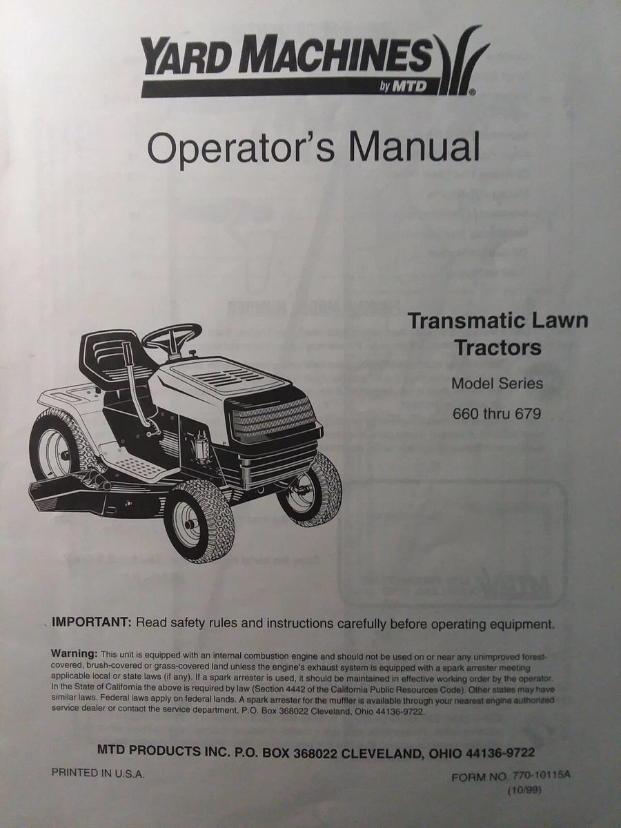 Mtd yard cheap machine manual