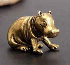 Brass Hippopotamus Figurine Small Animal Statue Table Office Home Decoration Toy