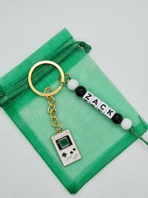 Personalisierte Spielekonsole Schlüsselring, Gamergeschenke, Gaming School Tasche Namensschild