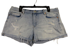 Blank NYC The Fulton Shorts Women Blue Denim Roll Up Cut Off Jean Stretch Sz 32