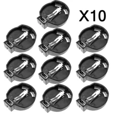 Button Coin Cell Battery Socket Holder Case Black CR2025 CR2032 10pcs/set