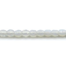 Opal White - 50 3mm Round Faceted Czech Glass Fire Polish Beads