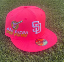 San Diego Padres Fitted Hat Hot Pink White