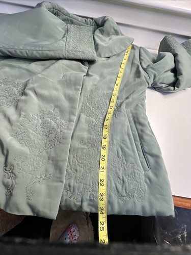 J. Jill XS M Jacket Coat Sage Green Embroidered Paisley Textured Plush Lining - Picture 12 of 14