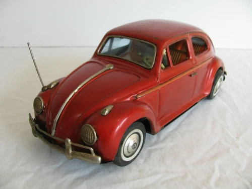 Bandai Japan Tin Bump n Go 11" Volkswagen Beetle / Motor Light & Spinning Fan