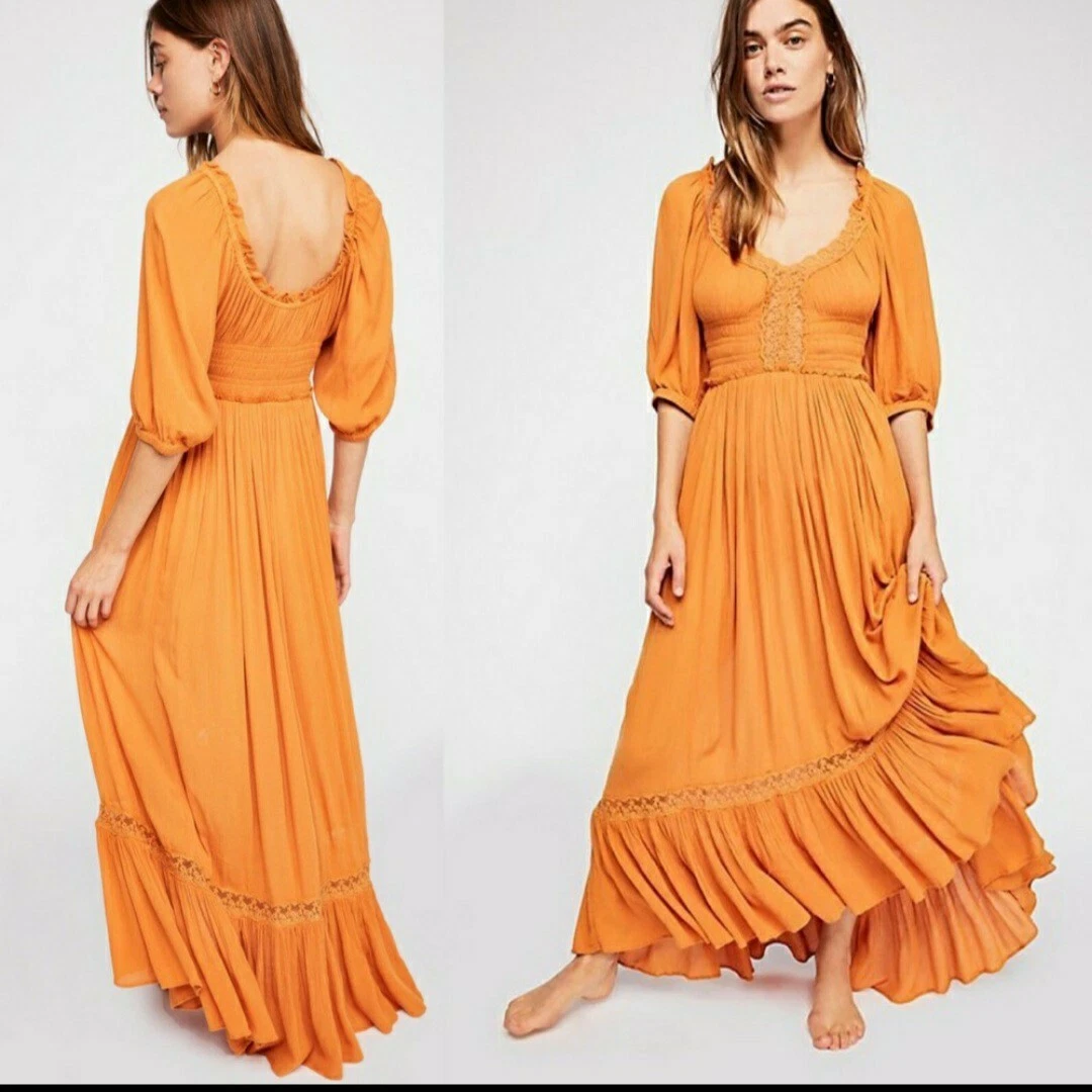 Free People Natural Beauty Maxi Dress Orange XS