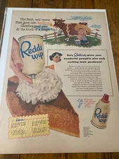 Vintage 1953 Reddi Wip Dairy Cream Little Boy Milking Cow ad