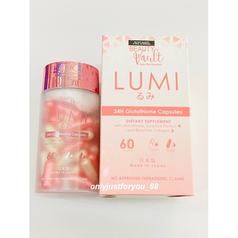 Beauty Vault LUMI 24H Glutathione 60 Caps Day and Night DHL Express  Shipping