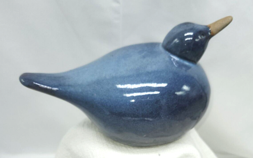 Vintage Studio Pottery Beach Sea Bird Blue Drip Glaze Sculpture Figurine, Read. - Picture 11 of 21