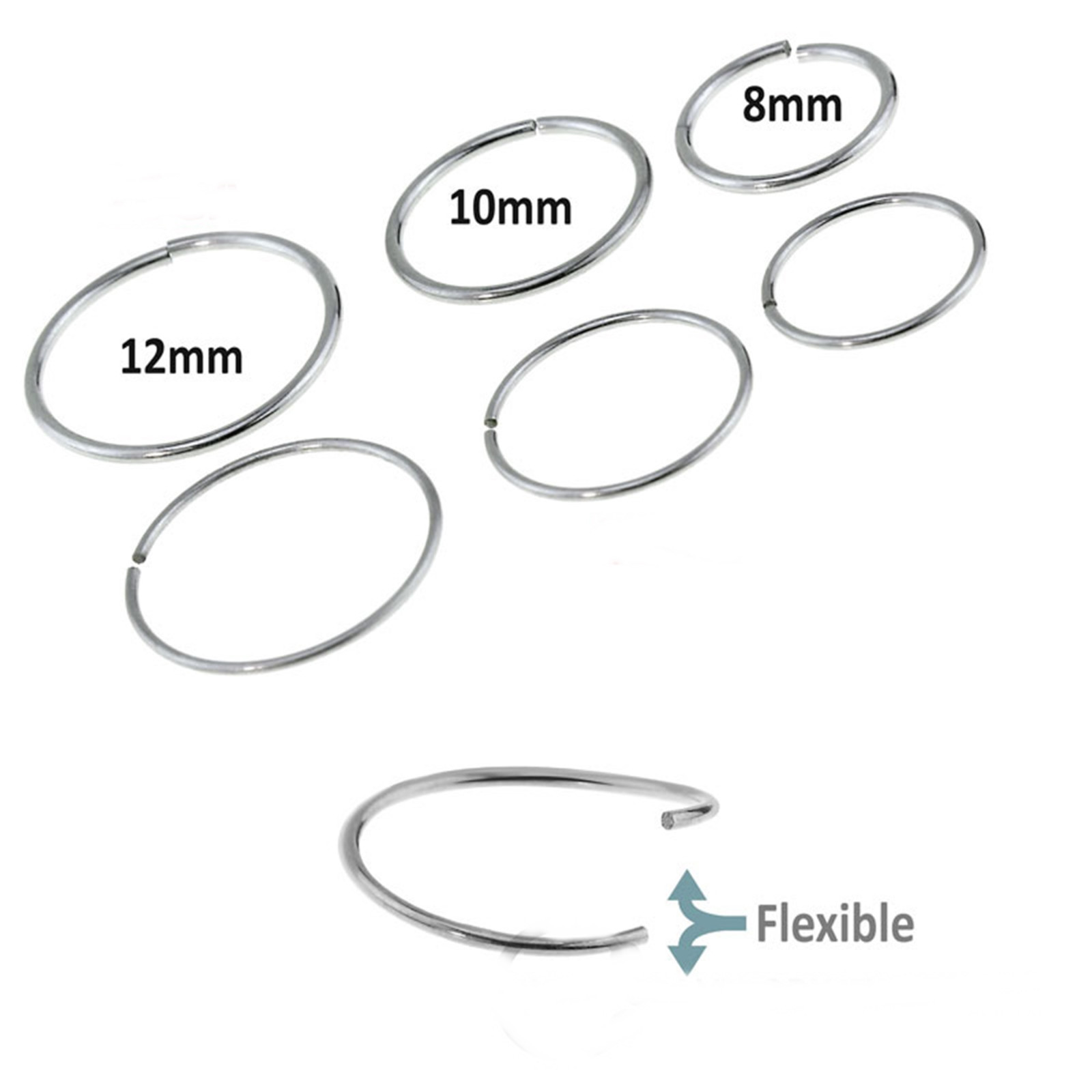 Nose Split Annealed Ring 18 Gauge 1/4" Steel *