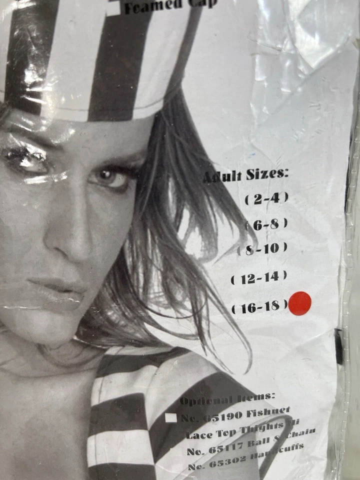 Disfraces Prisoner Of Love RG grandes 16-18 top a rayas con cremallera, falda negra, sombrero Foto 2 de 4